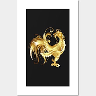 gold rooster Posters and Art